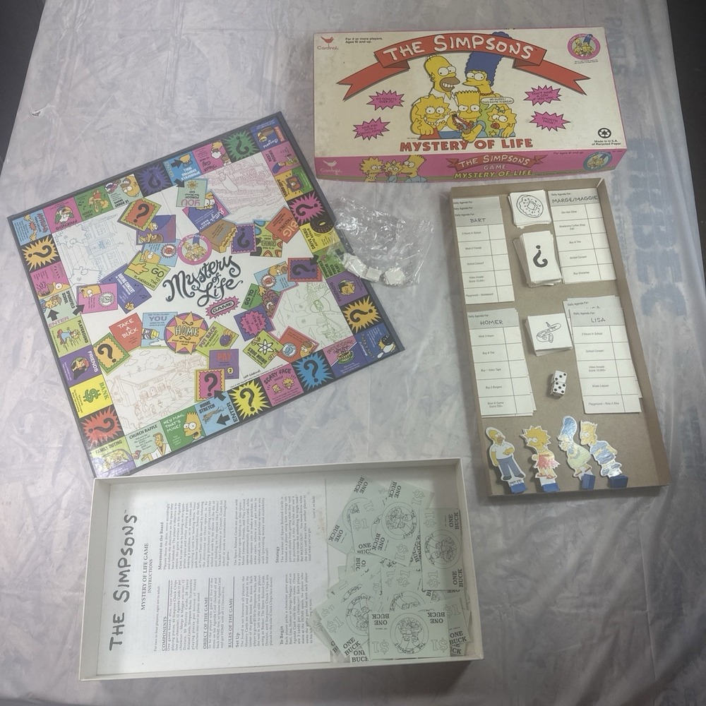 Vintage‎ 1990 The Simpsons Mystery of Life Board Game Cardinal Complete Boxed